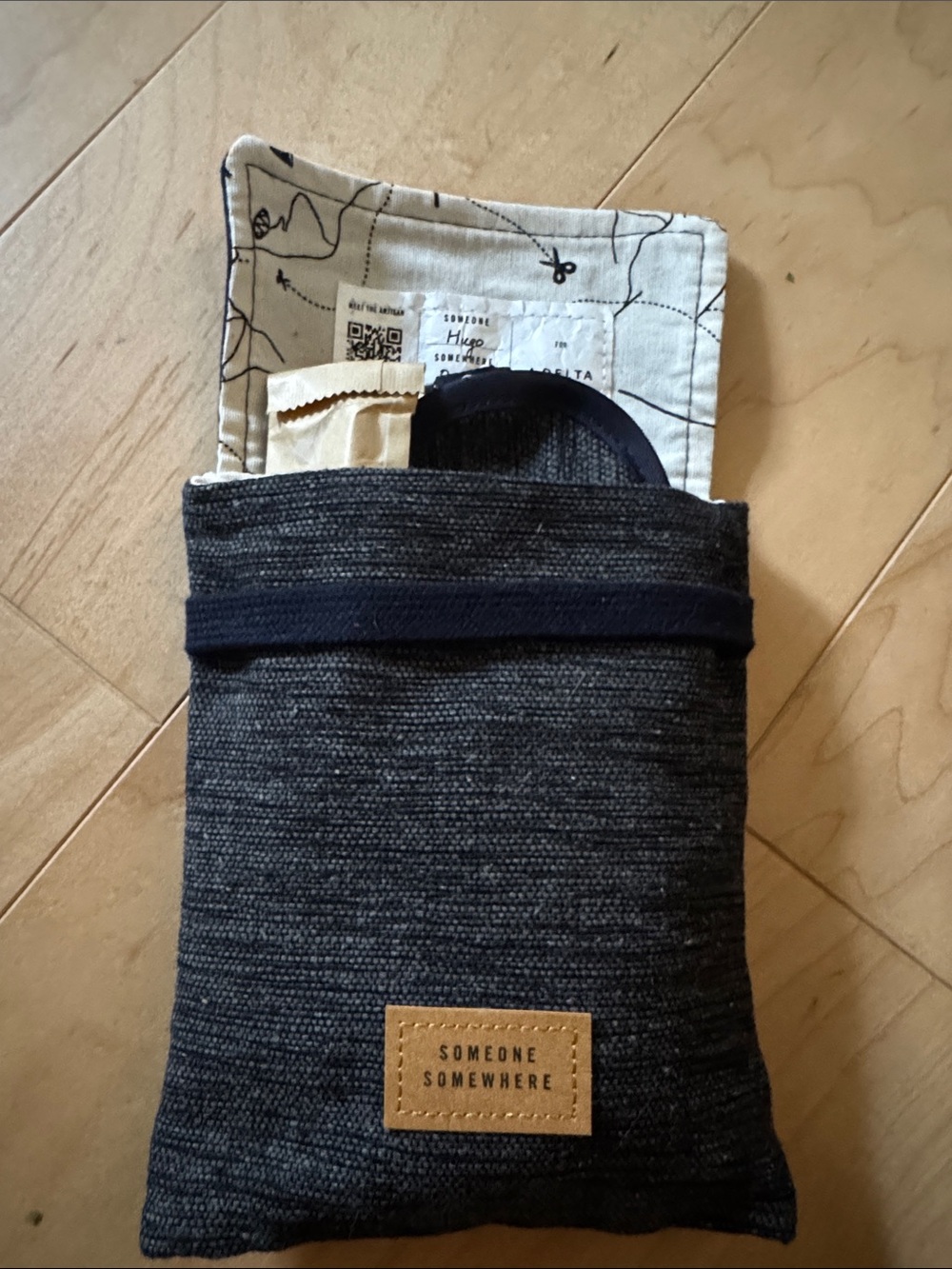 Someone Somewhere Delta One Dark Gray Travel Pouch with Printed Lining